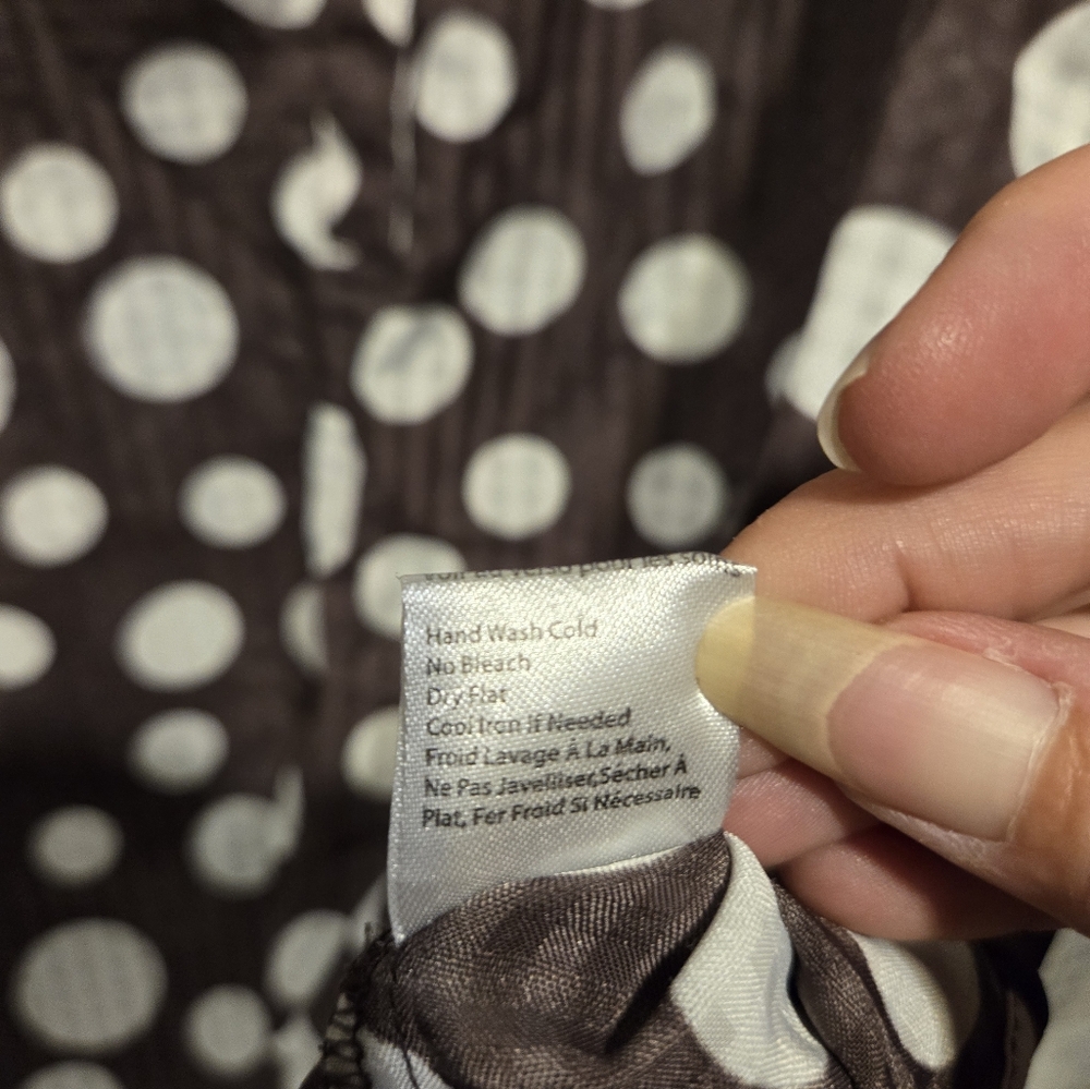 Good Used Sandra Ingrish & Co Sheer Brown/White Polka Dot Sleeveless Top Size XS - Picture 6 of 9